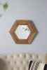 18.5" x 18.5" Hexagon Mirror with Natural Wood Frame, Wall Decor for Living Room Bathroom Hallway, - as Pic