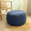 Jaxx Ellis Ottoman Shearling Faux-Lamb Plush Pouf for Modern Interior Design, Large, Indigo - Indigo - Faux-Sheep