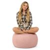 Jaxx Ellis Ottoman Shearling Faux-Lamb Plush Pouf for Modern Interior Design, Large, Pink - Pink - Faux-Sheep