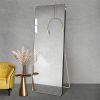 Aluminum Floor Mirror Full Length Mirrors Leaning Rounded Corner Rimless Standing Large Mirror Bedroom,Shop,Office,Hotel 5MM Silver Mirror - as Pic