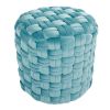 Braided Round 16" Ottoman in Ice Blue Velvet by LumiSource - as Pic