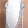 Traditional Queen Anna Style Wood Floor Cheval Mirror, Silver Finish - as Pic