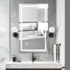 40*24 LED Lighted Bathroom Wall Mounted Mirror with High Lumen+Anti-Fog Separately Control+Dimmer Function - White