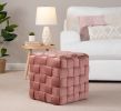 Square Braided 16" Ottoman in Blush Pink Velvet by LumiSource - as Pic