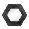 18.5" x 18.5" Hexagon Mirror with Solid Wood Frame, Wall Decor for Living Room Bathroom Hallway, Black - as Pic