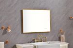 32x 24 Inch LED Mirror Bathroom Vanity Mirror with Back Light;  Wall Mount Anti-Fog Memory Large Adjustable Vanity Mirror - Gold