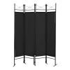 4-Panel Metal Folding Room Divider, 5.94Ft Freestanding Room Screen Partition Privacy Display for Bedroom, Living Room, Office - Black