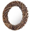 Wall Mirror 23.6" Teak Round - Brown