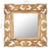 Hand Carved Mirror Brown 19.7"x19.7" Solid Mango Wood - Brown