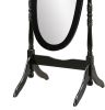 Traditional Queen Anna Style Wood Floor Cheval Mirror, Black Finish - as Pic