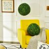 2 Pieces Artificial Topiary Balls Faux Boxwood Ball Plants - 15.5 inches