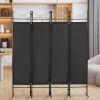 4-Panel Metal Folding Room Divider, 5.94Ft Freestanding Room Screen Partition Privacy Display for Bedroom, Living Room, Office - Black