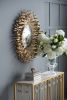 27" in Sunburst Design Wall Mirror Decorative Golden Finish for Entryway, Modern Living room - as Pic