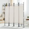 4-Panel Metal Folding Room Divider, 5.94Ft Freestanding Room Screen Partition Privacy Display for Bedroom, Living Room, Office - Beige