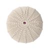 Bordeaux Knitted Cotton Round Pouf, Beige - as Pic