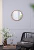 20" x 20" Circle Wall Mirror with Wooden Frame, Wall Mirror for Living Room, Dining Room, Foyer, Bathroom, Office - as Pic