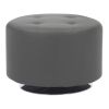 Mason Round Swivel 26" Contemporary Ottoman in Chrome Metal and Grey Faux Leather by LumiSource - as Pic