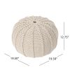 Bordeaux Knitted Cotton Round Pouf, Beige - as Pic