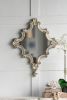 30" x 23.5" Artistic White Diamond Scrollwork Mirror, Home Accent Mirror for Living Room, Entryway, Bedroom, Office - as Pic