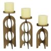 DecMode 3 Candle Gold Metal Handmade Pillar Candle Holder, Set of 3 - DecMode