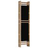 Folding 4-Panel Room Divider 63" Bamboo and Canvas - Black