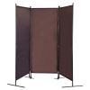 6 Ft Modern Room Divider, 3-Panel Folding Privacy Screen w/ Metal Standing, Portable Wall Partition XH - brown