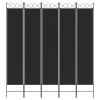 5-Panel Room Divider Black 78.7"x86.6" Fabric - Black