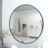 28" Wall Round Circle Mirror Bathroom Make Up Vanity Mirror - Black - as Pic