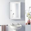 Wall Mounted Bedroom Mirror Jewelry Cabinet Bathroom Storage Box - white