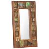 Mirror with Buddha Cladding 19.7"x31.5" Solid Reclaimed Wood - Brown