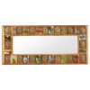 Mirror with Buddha Cladding 43.3"x19.7" Solid Reclaimed Wood - Brown