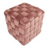 Square Braided 16" Ottoman in Blush Pink Velvet by LumiSource - as Pic