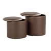 Maverick Contemporary Nesting Ottoman Set in Bronze Faux Leather with Textured Accent by LumiSource - as Pic