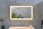 42 in. W x24 in. H Oversized Rectangular Gold Framed LED Mirror Anti-Fog Dimmable Wall Mount Bathroom Vanity Mirror - Gold