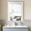 Wall-Mounted Multipurpose Vanity Mirror with Shelf - white