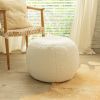 Jaxx Ellis Ottoman Shearling Faux-Lamb Plush Pouf for Modern Interior Design, Small, Cloud - Cloud - Faux-Sheep