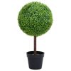 Artificial Boxwood Plant with Pot Ball Shaped Green 28" - Green