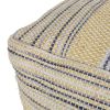 Western Handcrafted Fabric Pouf, Natural Blue - as Pic