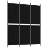 3-Panel Room Divider Black 59.1"x70.9" Fabric - Black