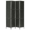 4-Panel Room Divider Black 60.6"x63" Water Hyacinth - Black