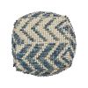 Alina Wool and Cotton Pouf, Natural and Blue - as Pic