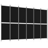 6-Panel Room Divider Black 118.1"x78.7" Fabric - Black