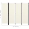 4-Panel Room Divider Cream White 78.7"x70.9" - White