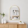 Arch suspension mirror, Bedroom Mirror Wall-Mounted Mirror Dressing Mirror with Gold Aluminum Alloy Frame, 36" x 24" - as Pic