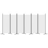 6-Panel Room Divider White 204.7"x70.9" Fabric - White