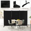 3 Panel Folding Room Divider with Lockable Wheels - Black