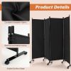 4-Panel Folding Room Divider Privacy Screen with Lockable Wheels - Black