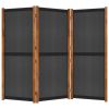 3-Panel Room Divider Black 82.7"x70.9" - Black