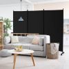 3 Panel Folding Room Divider with Lockable Wheels - Black