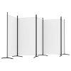 5-Panel Room Divider White 170.5"x70.9" Fabric - White